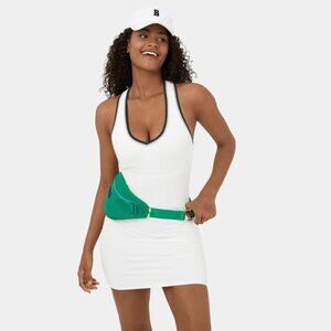 HALARA Deep V-Neck Racerback Cut-Out Mini Dress in White (Size M)